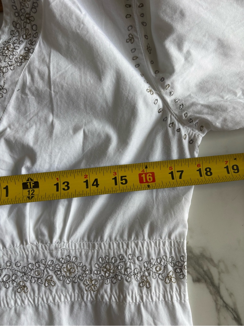 Cabana Life White Cotton Embroidered V-Neck Tunic Dress Bell Sleeve Size M - Picture 6 of 11